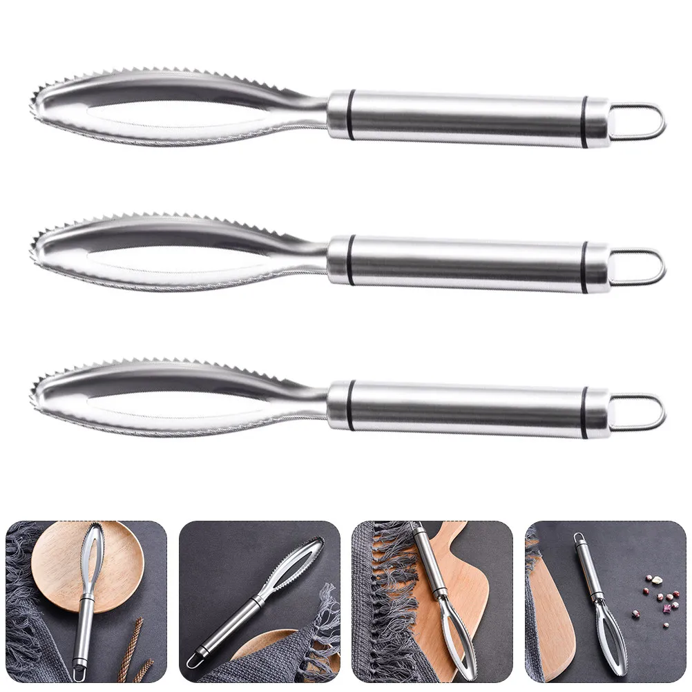 

4Pcs Stainless Steel Fish Scale Remover Professional Heavy Duty Scaler for Quick Easy Scales Removal Kitchen Fish Cleaning Tool