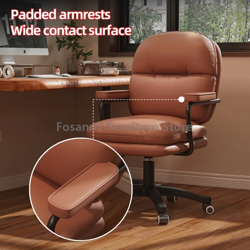 Modern Soft Executive Office เก้าอี้คอมพิวเตอร์พร้อมพนักพิงโยก ERGONOMIC หนังโต๊ะเก้าอี้ Home GAMING หมุนเก้าอี้สบาย