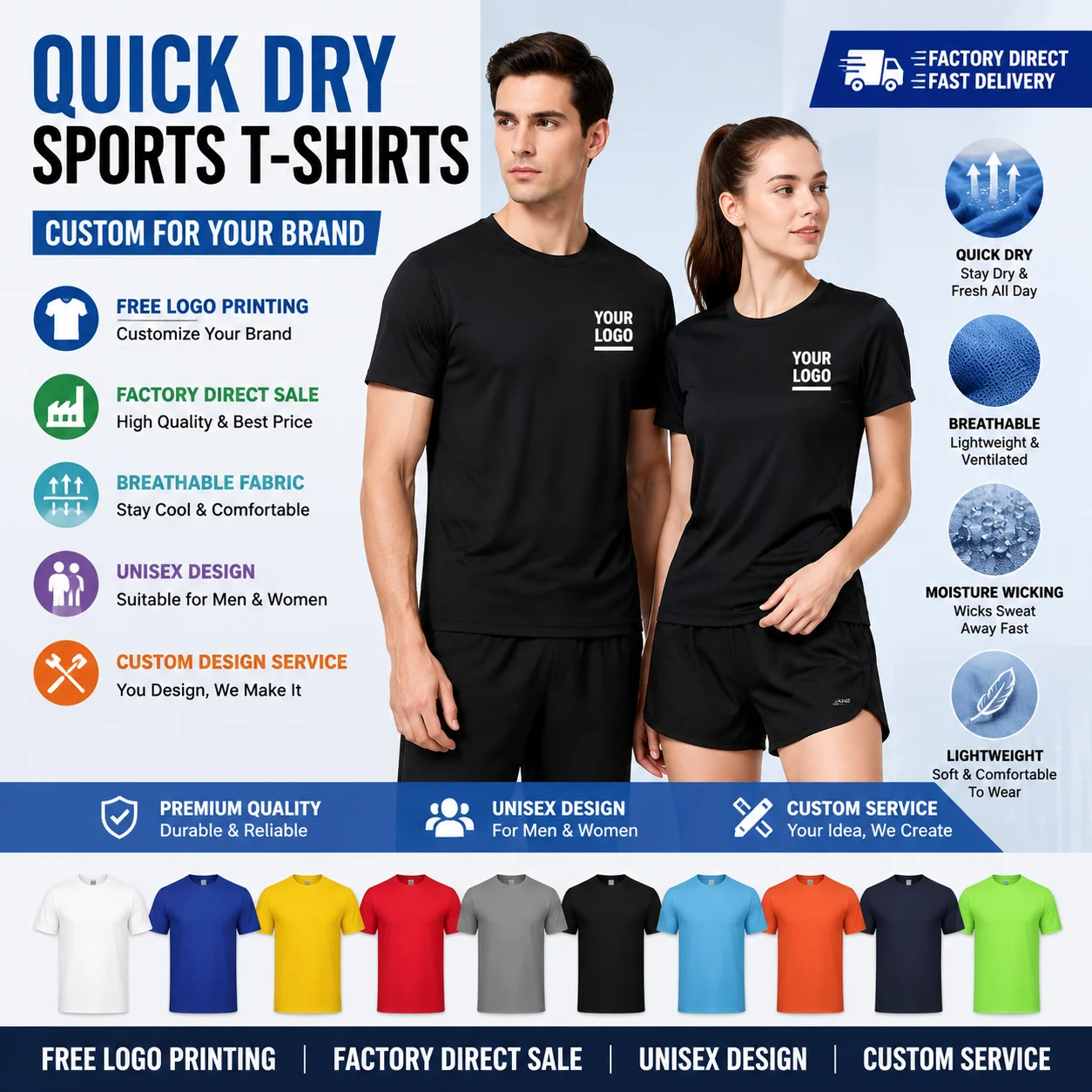 Birthday party T-shirt - Custom logo moisture-wicking T-shirt, with logo on the fabric, cultural customization service