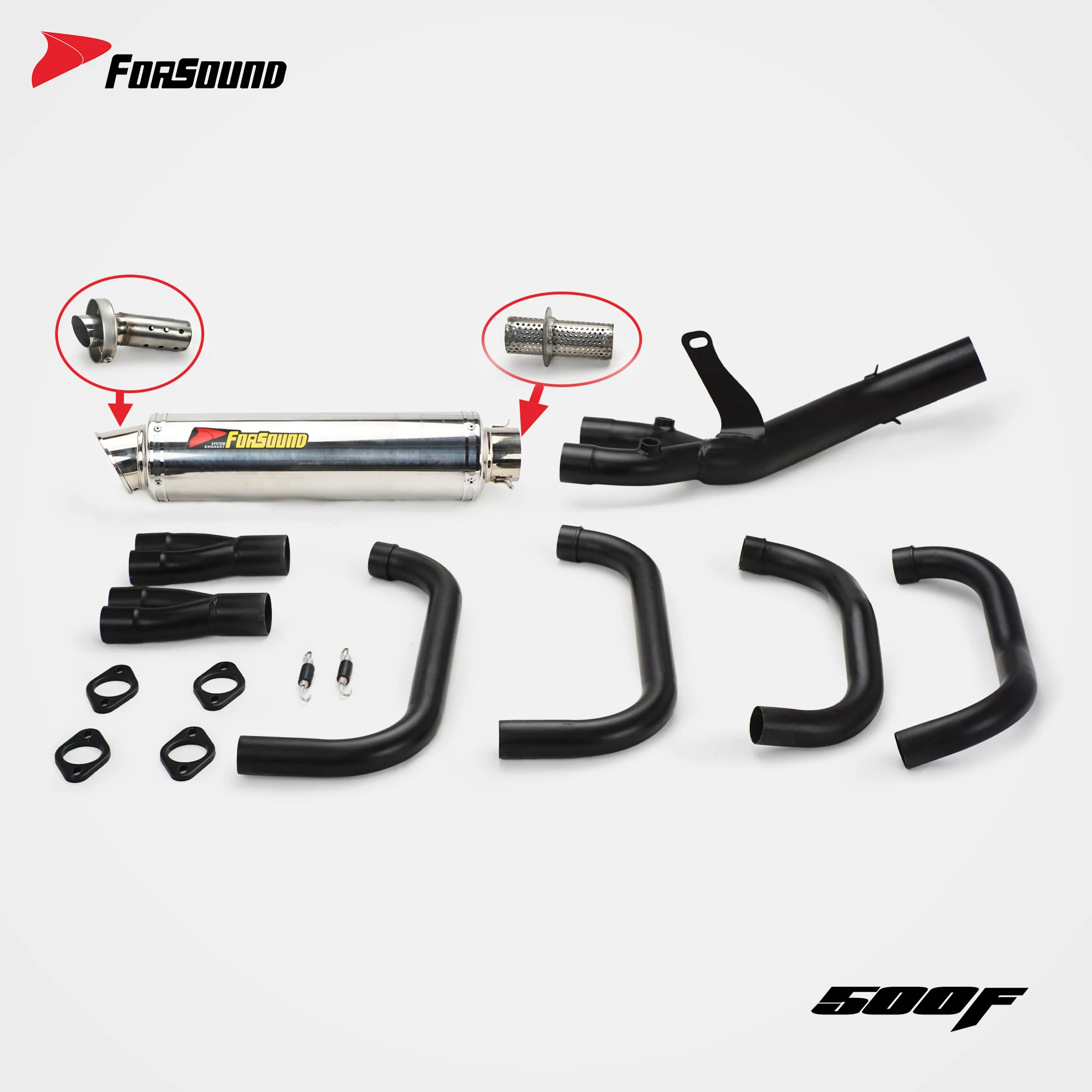 Forsound Factory Wholesale Price ZXJC 500f Titanium Exhaust Valved Muffler with Mid Pipe Resonator