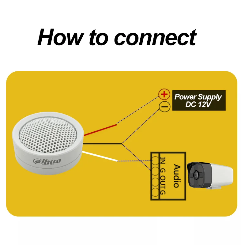 داهوا لاقط الصوت DH-HSA200 ميكروفون مرحبا الدقة منتقي الصوت تيار مستمر 12 فولت نطاق 10 ~ 70 متر مربع لكاميرا IP كاميرا الأمن