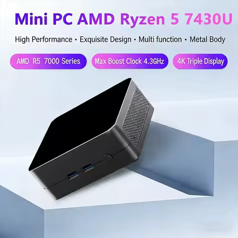 X74 MINI PC Ryzen 5 7430U DDR4 NVME SSD WIIF6 BT5.3 2.5G Lan Windows 11 Pro Desktop Gaming Computer