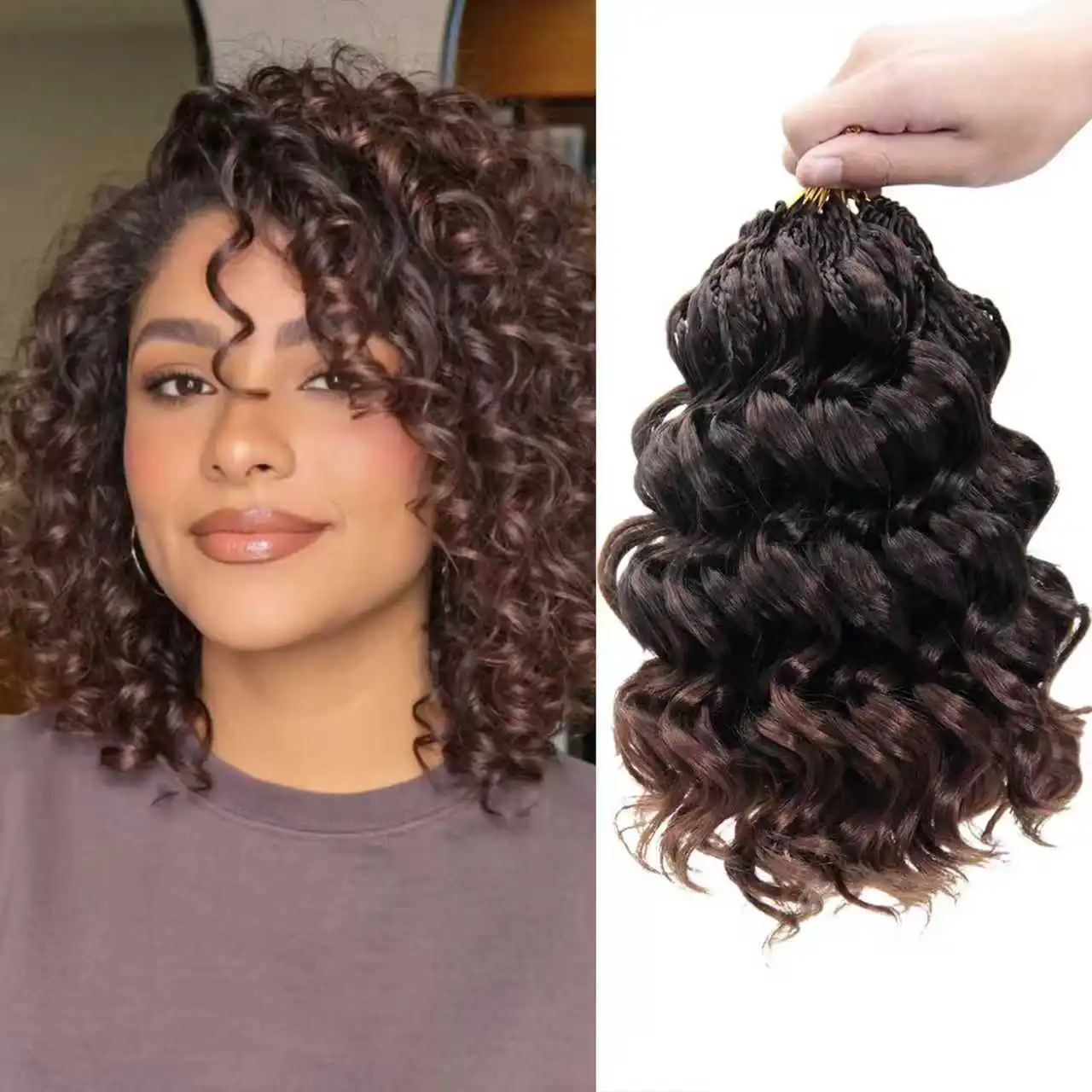 Prelooped GoGo Curl Crochet Hair 8 Inch Short Curly Crochet Hair for Women Pre Twisted Box Braids with Curly Ends Synthetic