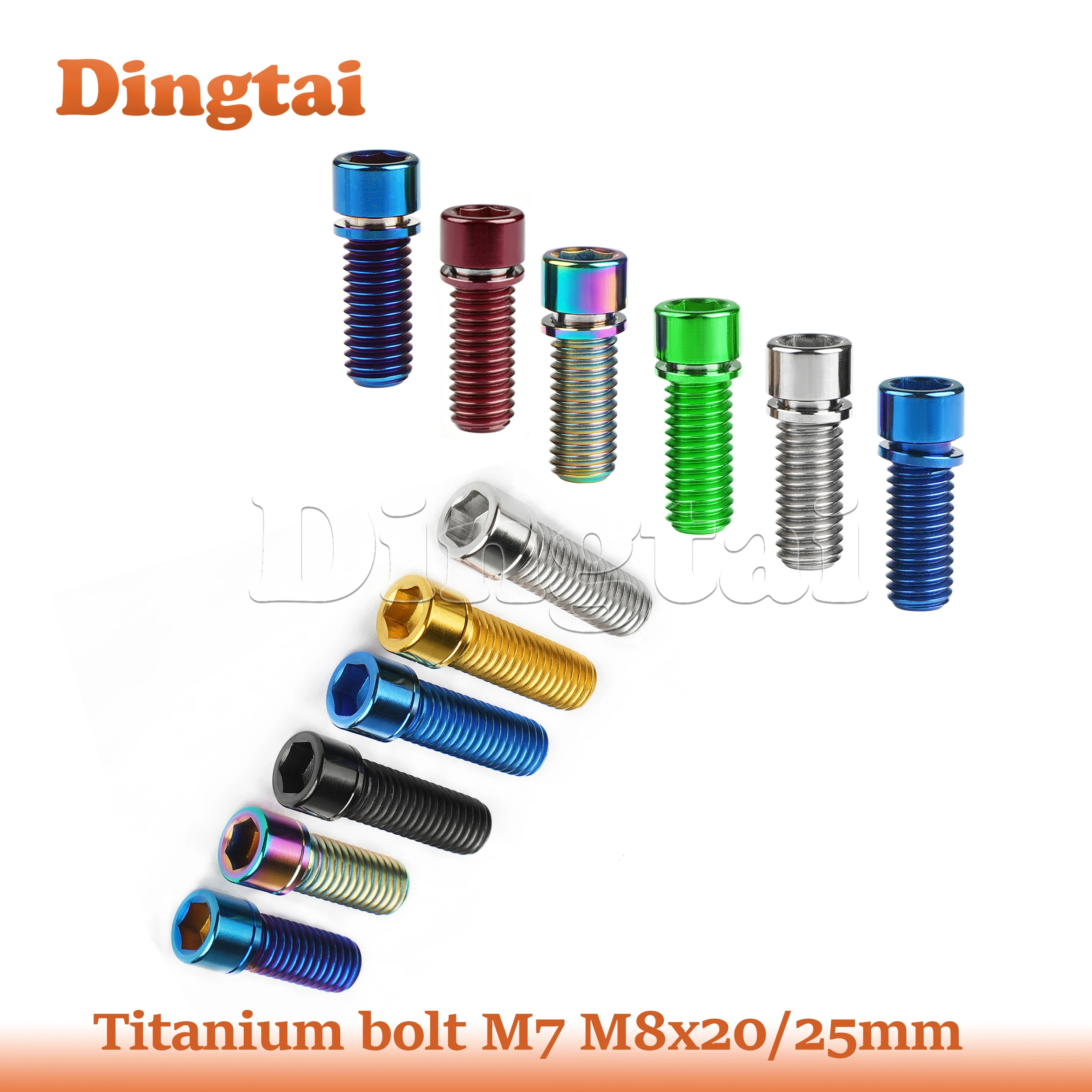 Dingtai Titanium Bolt M7/M8x20 /25mm with Washers Suitable for BMX Handlebar/Mountain Bike Handlebar Screw Accessories