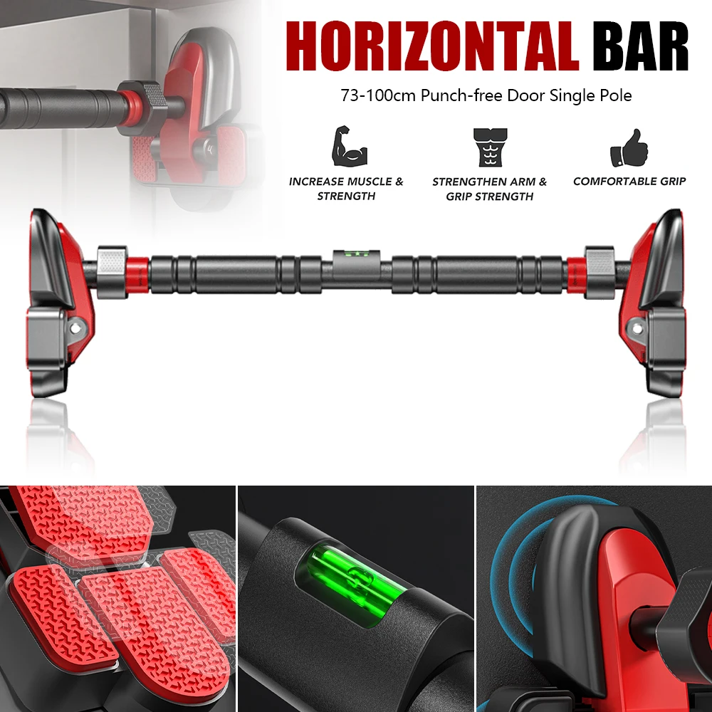 Barre de traction horizontale réglable pour intérieur, 73-100 cm, barre de fitness pour porte, équipement d'entraînement portable pour la partie supérieure du corps à domicile
