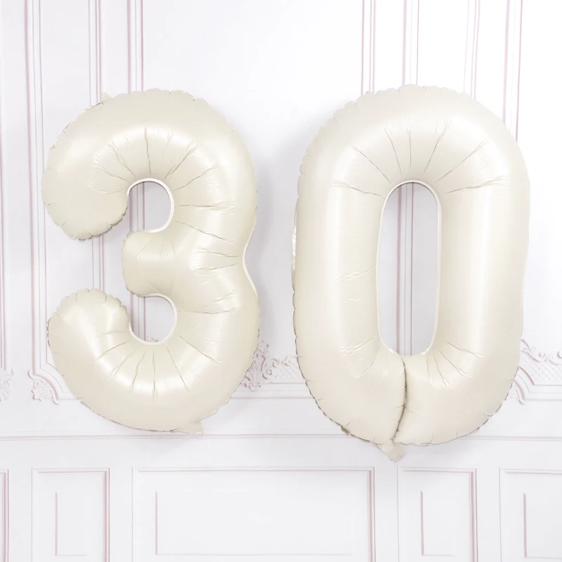 32/40 Zoll cremefarbene Zahlenballons 1–9, große digitale Folien-Heliumball, Mädchen, Kinder, Erwachsene, alles Gute zum Geburtstag, Party-Dekoration, Hochzeit – Detail 5