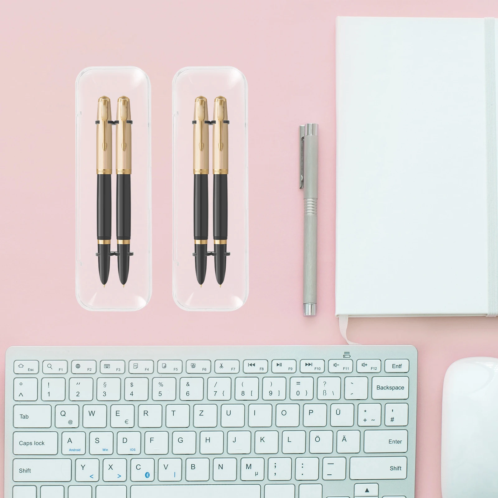 

4Pcs Pen Gift Boxes Empty Transparent Pen Cases for Pens Pencils Display Holder Ideal Ceremony Birthday Present