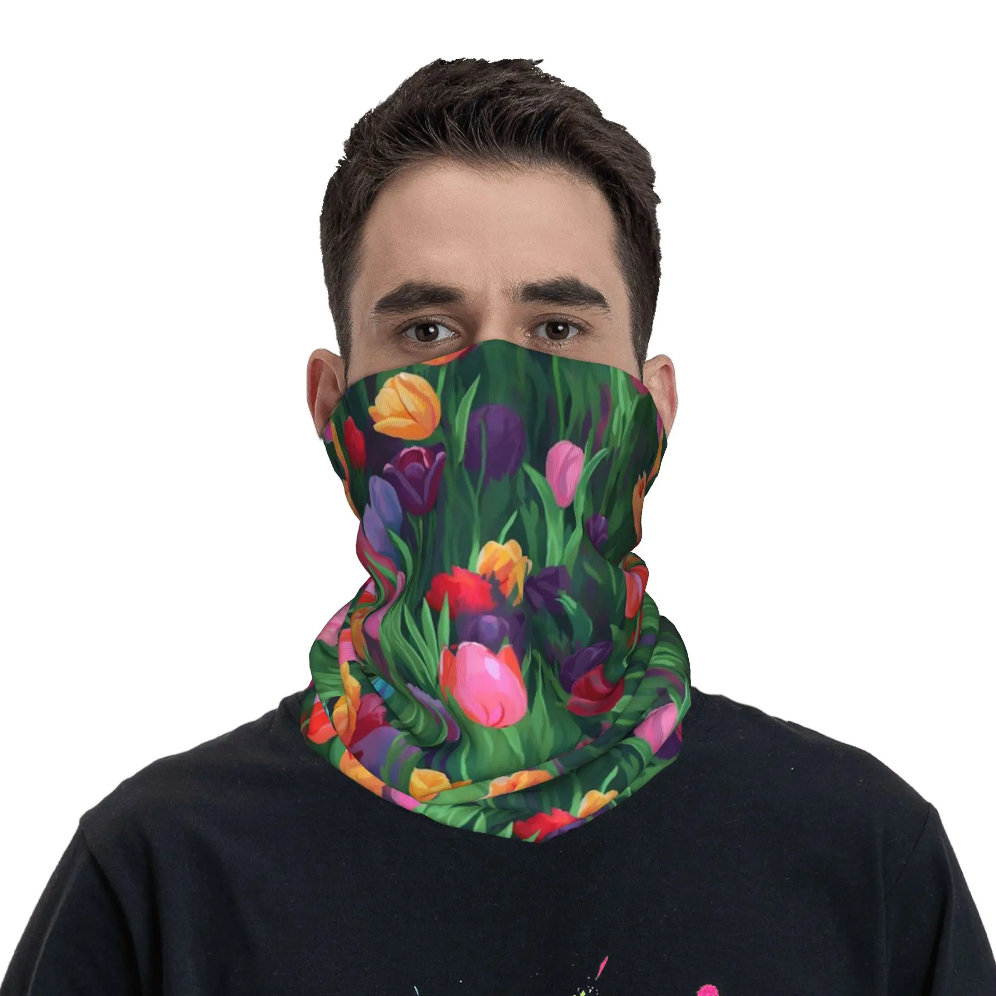 

Бандана-гейтер с принтом тюльпанов, многофункциональный шарф для лица, головной убор для езды, унисекс, для взрослых, зимний