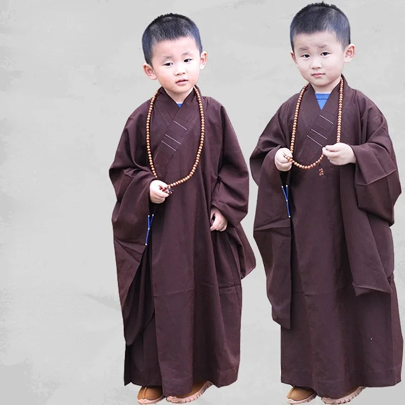 

Kids Boy Girl Monks Robes Children Monk Meditation Clothing Robe Confession Long Gown Haiqing Monk Clothes for Temple Event