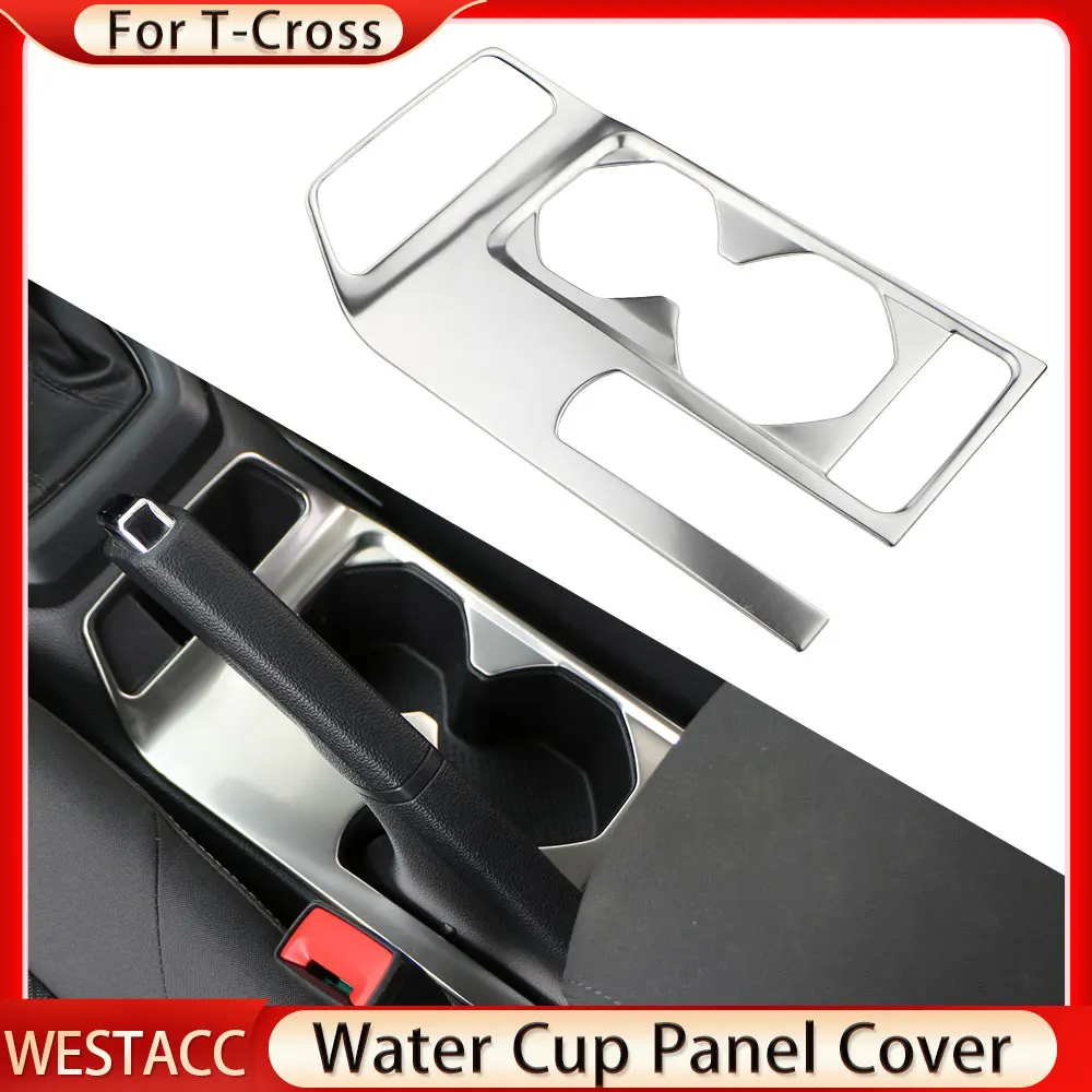 Car Center Console Water Cup Panel Sticker Trim Cover for Volkswagen VW T-Cross Tcross 2018 2019 2020 2021 2022 2023 Accessories