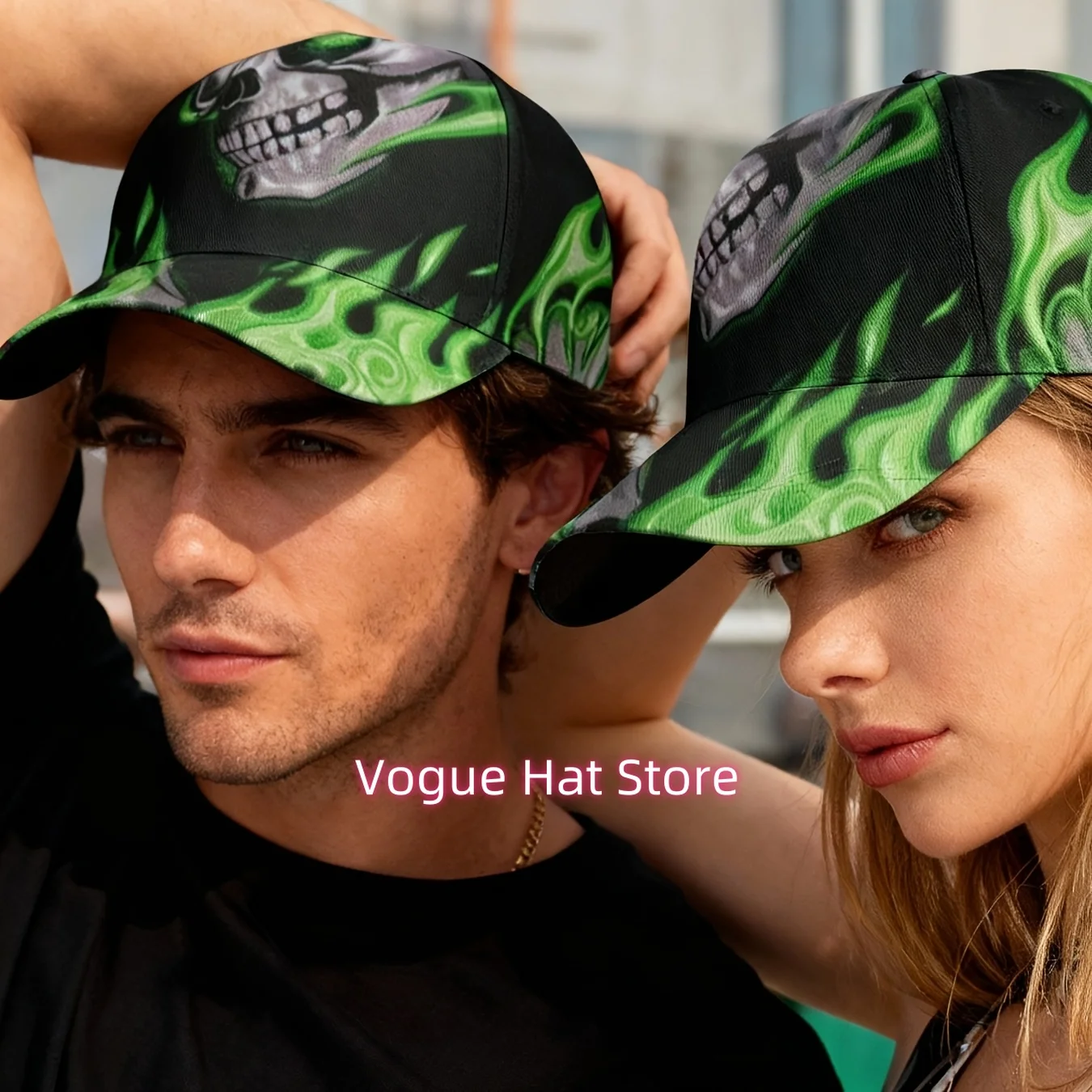 1pc, Skull Flame Print Baseball Cap, Gothic Horror Design, Unisex, Casual Fashion Accessory, Outdoor Sport Hat, Breathable Adjus