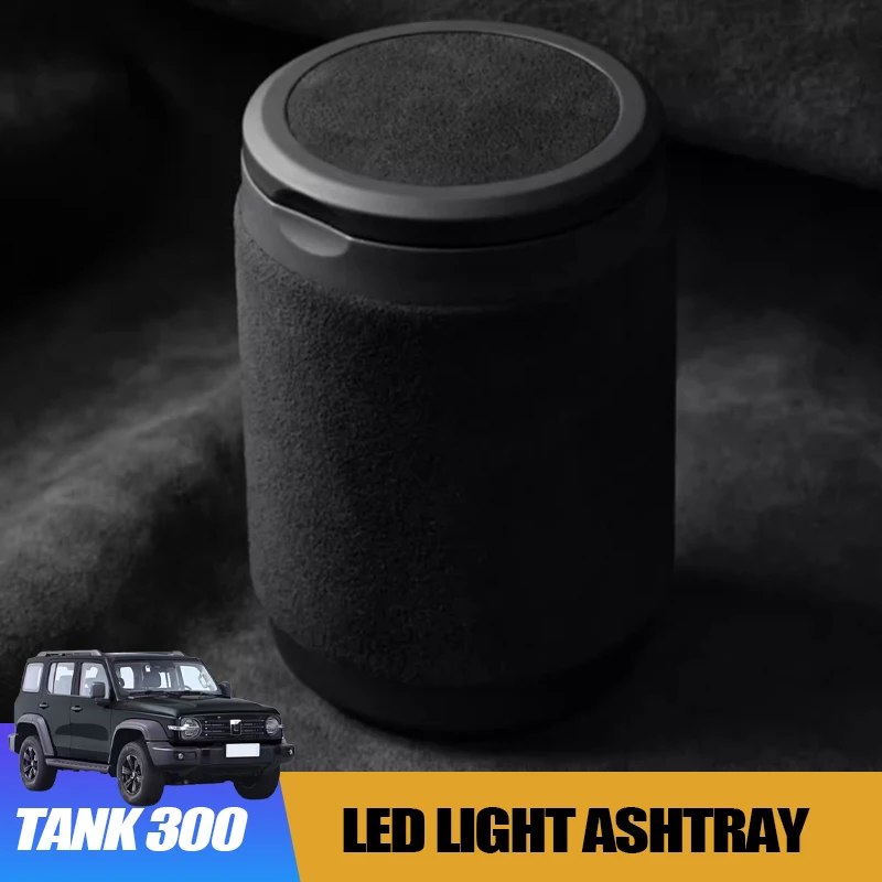 

Suede Ashtray Cup Portable Cigarette Box for GWM WEY Tank 300 Custom Interior Vehicle Ashtray with LED Light Accessory