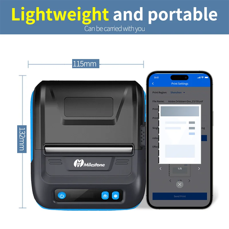 MHT-P29L Portable 80mm 2in1 Thermal Label Printer Thermal Receipt Barcode Printer Sticker Printer handheld Thermal Receipt