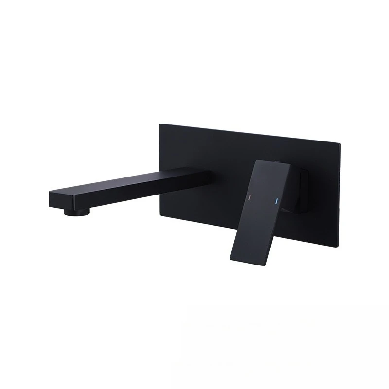 

Ванная комната Полностью медный смеситель для скрытой раковины Черный смеситель Встроенный ящик Квадратный горячий и холодный