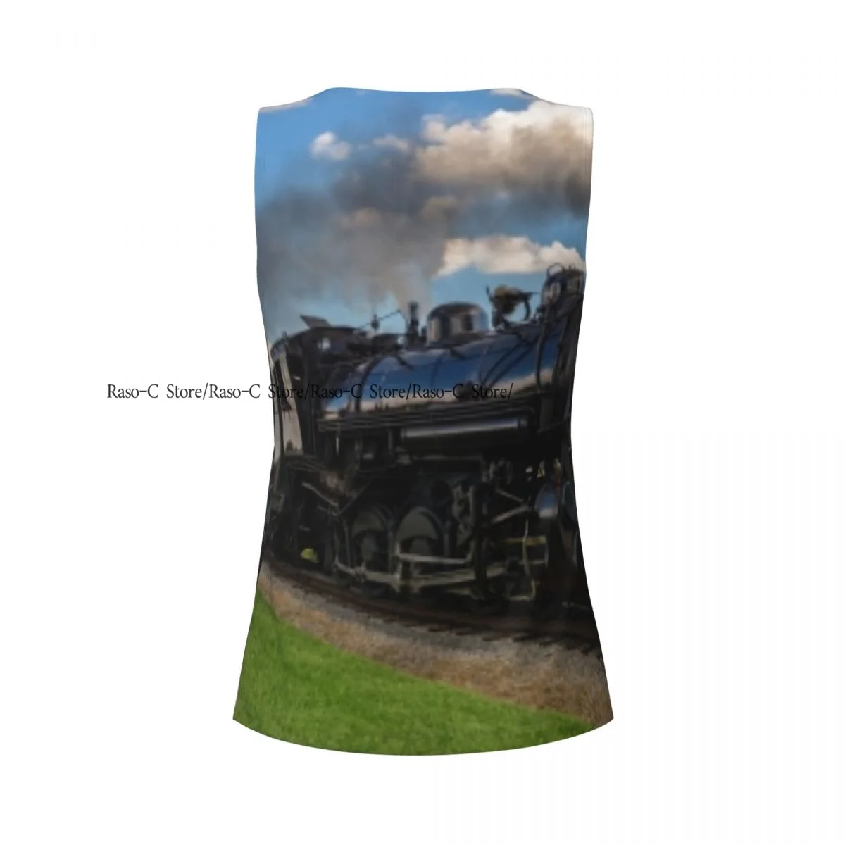 قمصان نسائية للتمرين بدون أكمام سريعة الجفاف بدون أكمام قمصان رياضية محرك بخاري قاطرة عتيقة في الريف والصالة الرياضية واليوجا #5