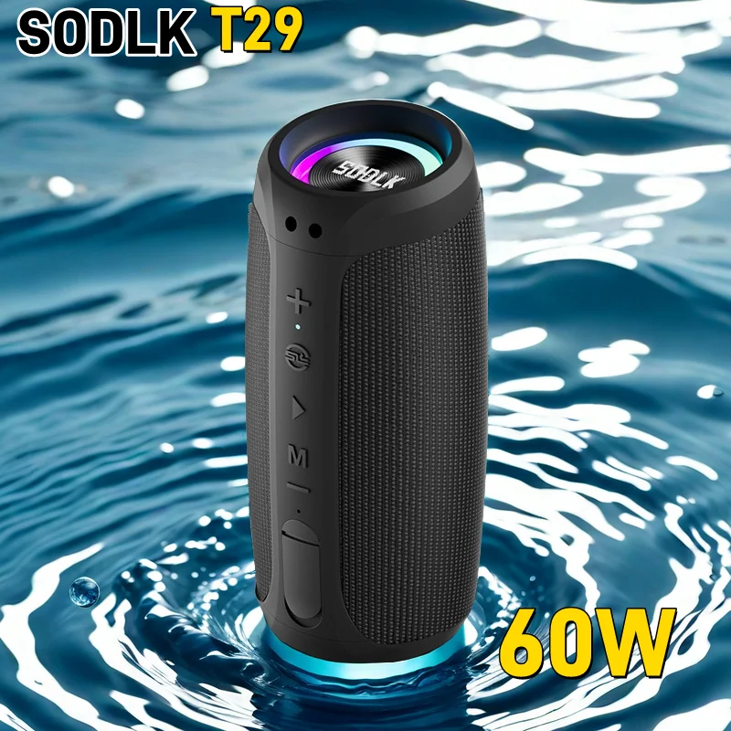 

60W High Power Bluetooth Speaker Waterproof Portable Soundbox Column For PC Computer Speakers Subwoofer Boom Box Music Center