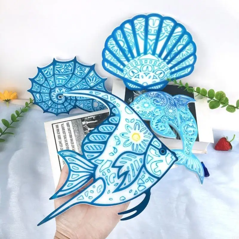 Semi-stereoscopic Dolphin Seahorse Wall Ornaments Drop Mold Diy Wall Pendant Desktop Decoration Epoxy Silicone Mold