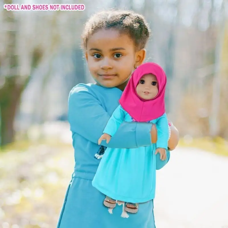 Calças muçulmanas pijama colorido hijab para boneca menina 18 polegadas roupa muçulmana