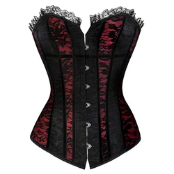 Corset Lace Up Corset Top Plus Size Overbust Bustier Corset Floral Vintage
