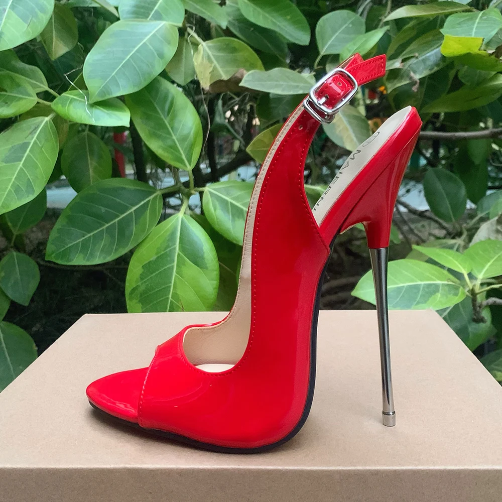 Sandales Sexy à Talons Hauts de 16cm pour Femme, Escarpins Rouges Peep Parker, Chaussures Unisexes à Enfiler