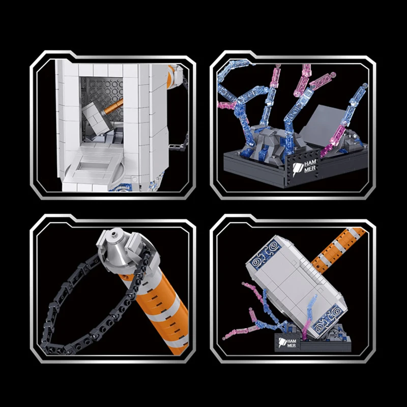 975 個クリエイティブサンダーハンマーモデルビルディングブロックトール武器 MOC 組み立てるレンガのおもちゃギフト子供のための