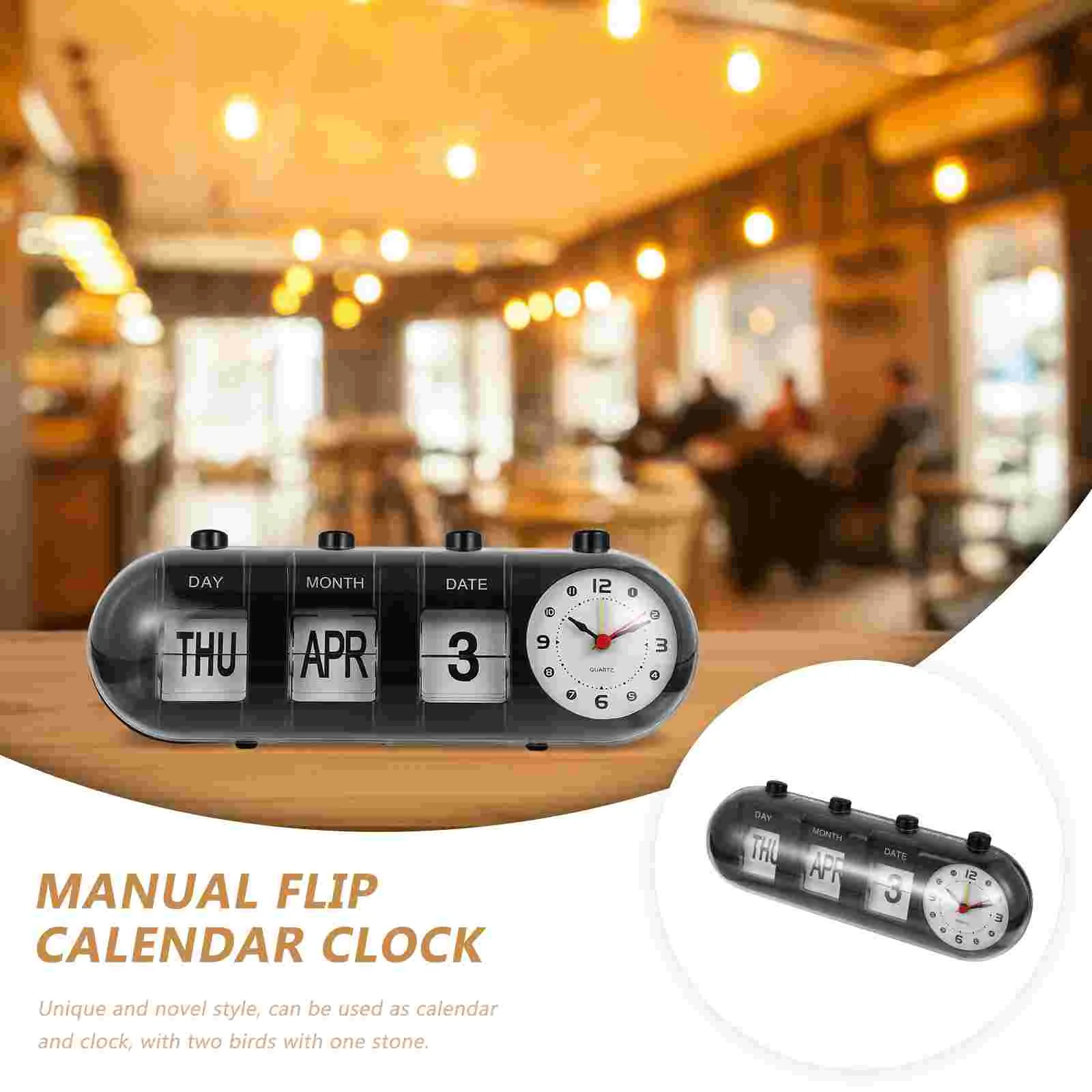 Desk Standing Calendar Manual Flip Digital Clock Page Turning Cartoon Plastic Date Month