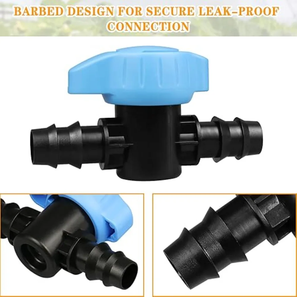 1pcs 16mm in-Line Ball Valve Drip Irrigation Plastic Water Valve Barbed Water,Oil,Gas for 1/2 and 5/8 Inch Tubing