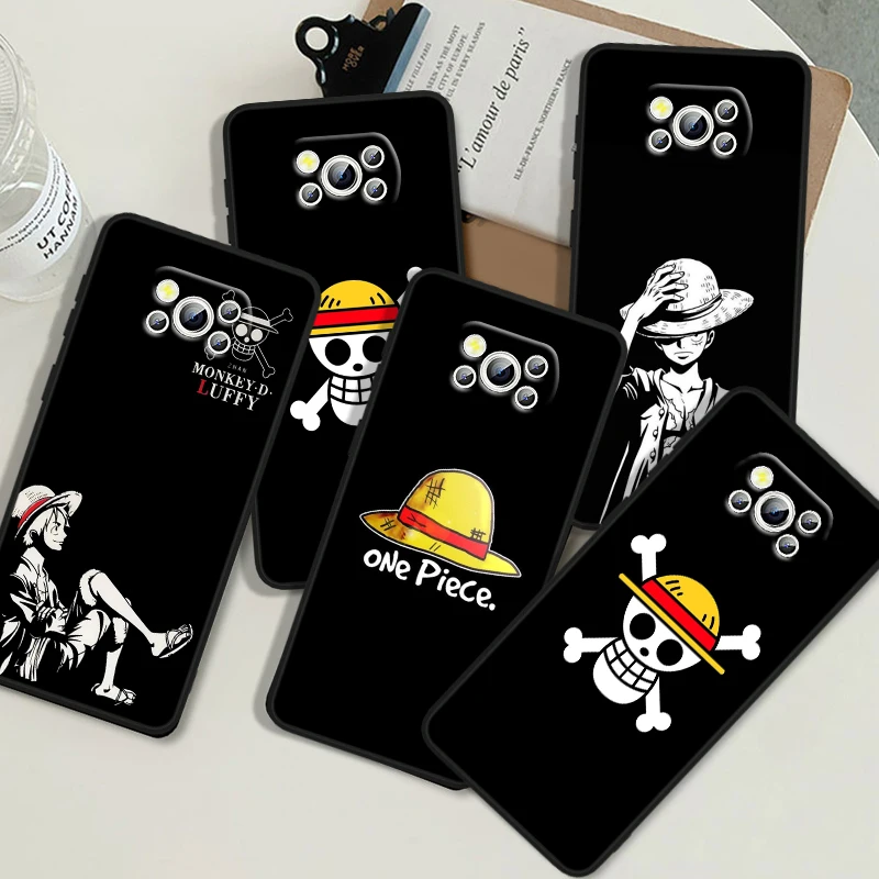 Cartoon O-ne P-ieces Luffy For POCO X6 M6 C55 C50 C40 C3 F5 F4 F3 M6 M5 M4 4G 5G GT Pro Silicone Black Phone Case