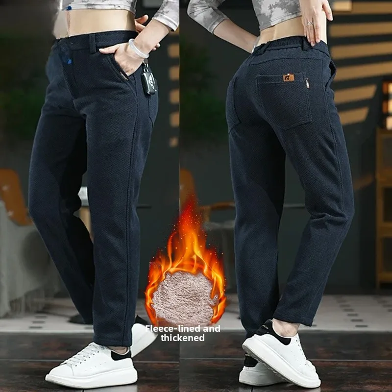 

Утепленные флисовые мужские повседневные брюки: осенне-зимний модный тренд, деловой стиль, прямые длинные брюки для мужчин среднего возраста