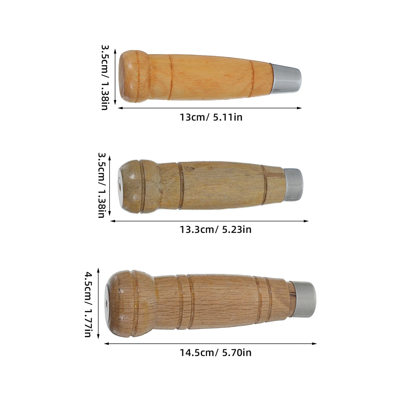 3Pcs Kitchen Knife Handle Natural Solid Wood hand-polished Knife Handle Replacement For Chef Knife Japanese Wood Ergonomic Grips view 6