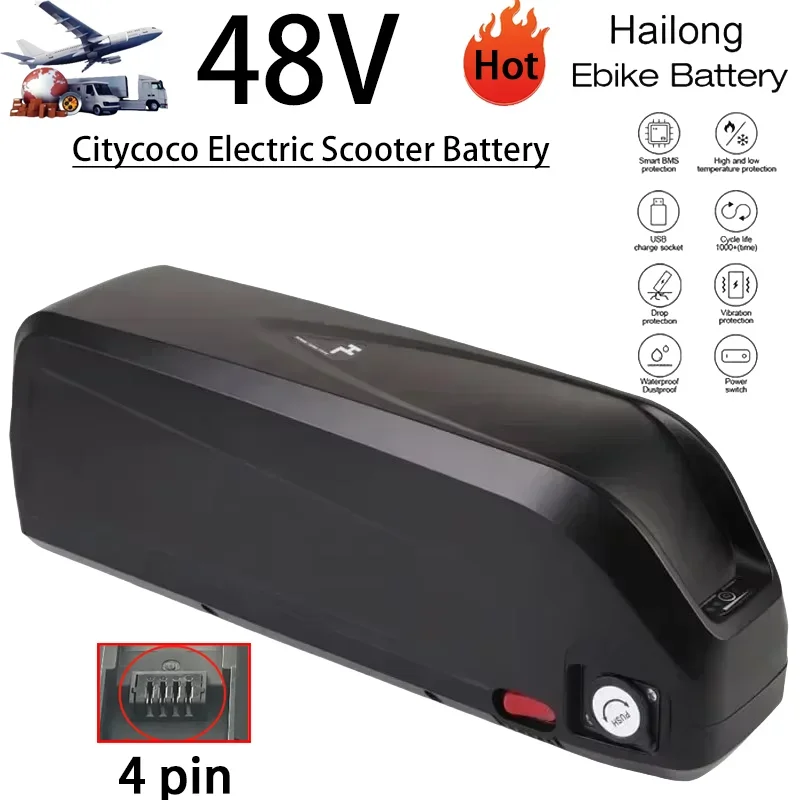 

2024New Citycoco Electric Scooter Battery 48V 20Ah-60Ah for 250W~1500W Motorcycle/bicycle Waterproof LithiumBattery + 2A Charger