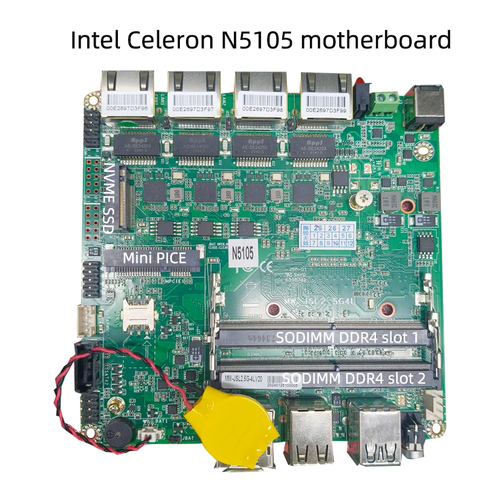 Intel N150 Mini PC Firewall Support Windows Linux Pfsense EXSI 4x Intel-i226V 2.5G Ethernet DDR5 RAM M.2 NVMe SSD Mini PCIe