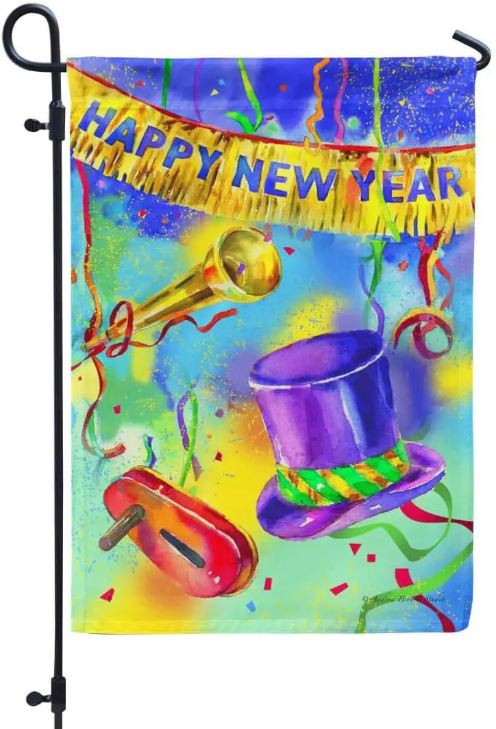 Toland Home Garden 1110194 Noisy New Year New Year Flag 12x18 Inch Double Sided New Year Garden Flag for Outdoor House party Fla