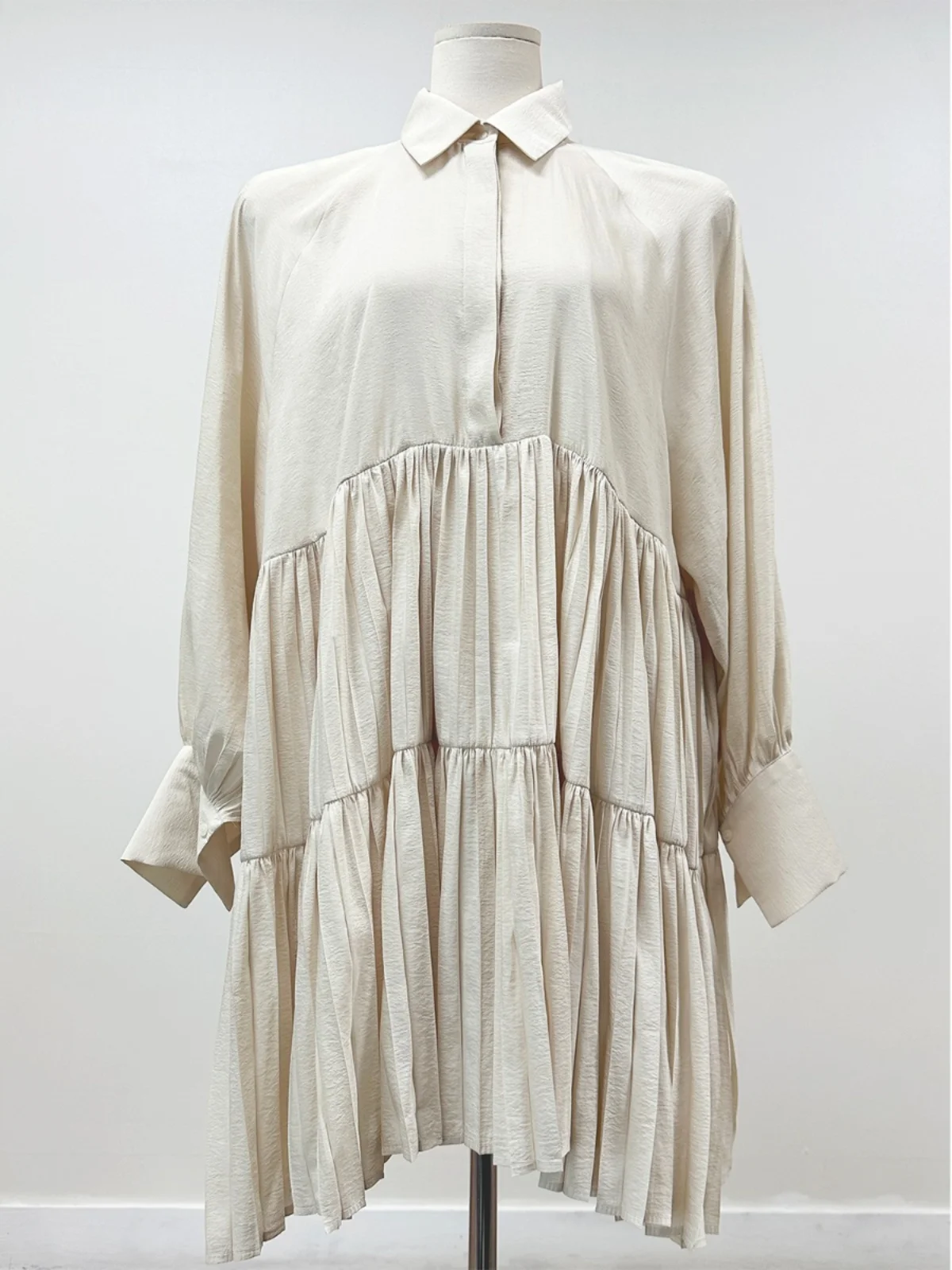 Ele Me Strap Dr femmes automne nouveau polyvalent col Vintage simple bouton irt gâteau jupe coréenne Sle taille ample