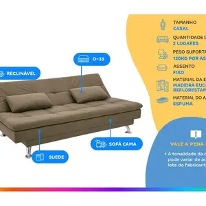 SOFÁ CASAL RECLIGINARY SUED LINOFORTE YASMIN 8 Main Sales Sofa Bed Couple - №3
