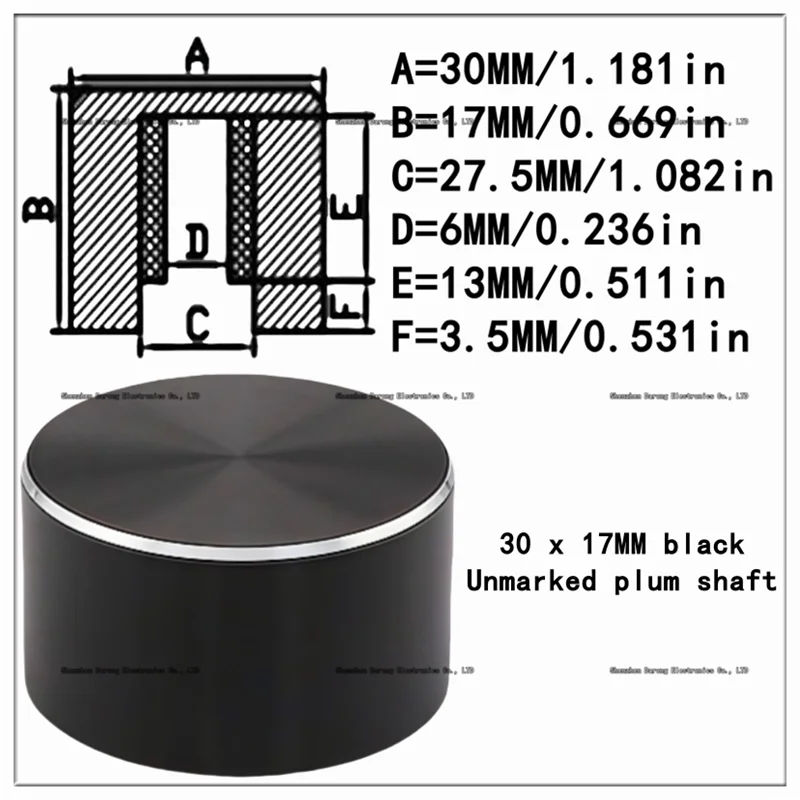 30×17 aluminum-plastic knob cap Potentiometer encoder cap Power amplifier volume/Electronic instrument switch cap plum shaft 6MM