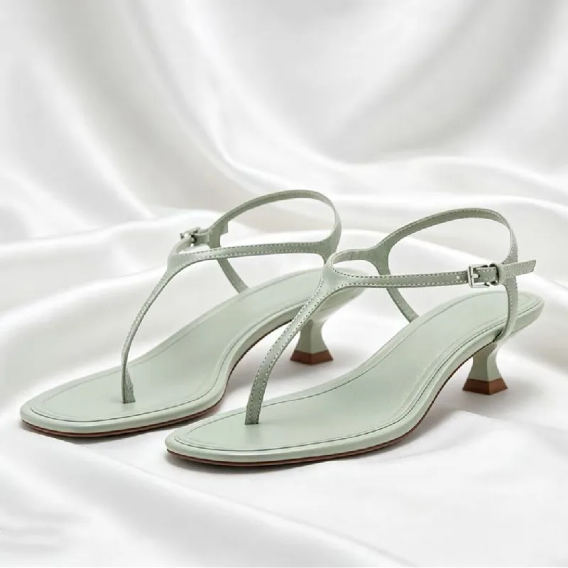 

YNPO Designer Split Toe Kitten-heel Sandals for Women Square Toe Buckle-strap Roman Sandals Comfortable Designer Casual Shoes