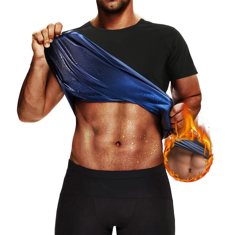 

POP Closets Sweat Shaper Men's Sauna Suit Tank Top Sauna Vest Weight Loss Shapewear Tummy Control Gym Exercise Workout
