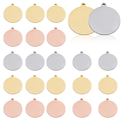 10pcs/lot Gold Plated Round Stainless Steel Blank Charms Pendants Logos Stamping Tags For Jewelry Making DIY Necklaces Supplie