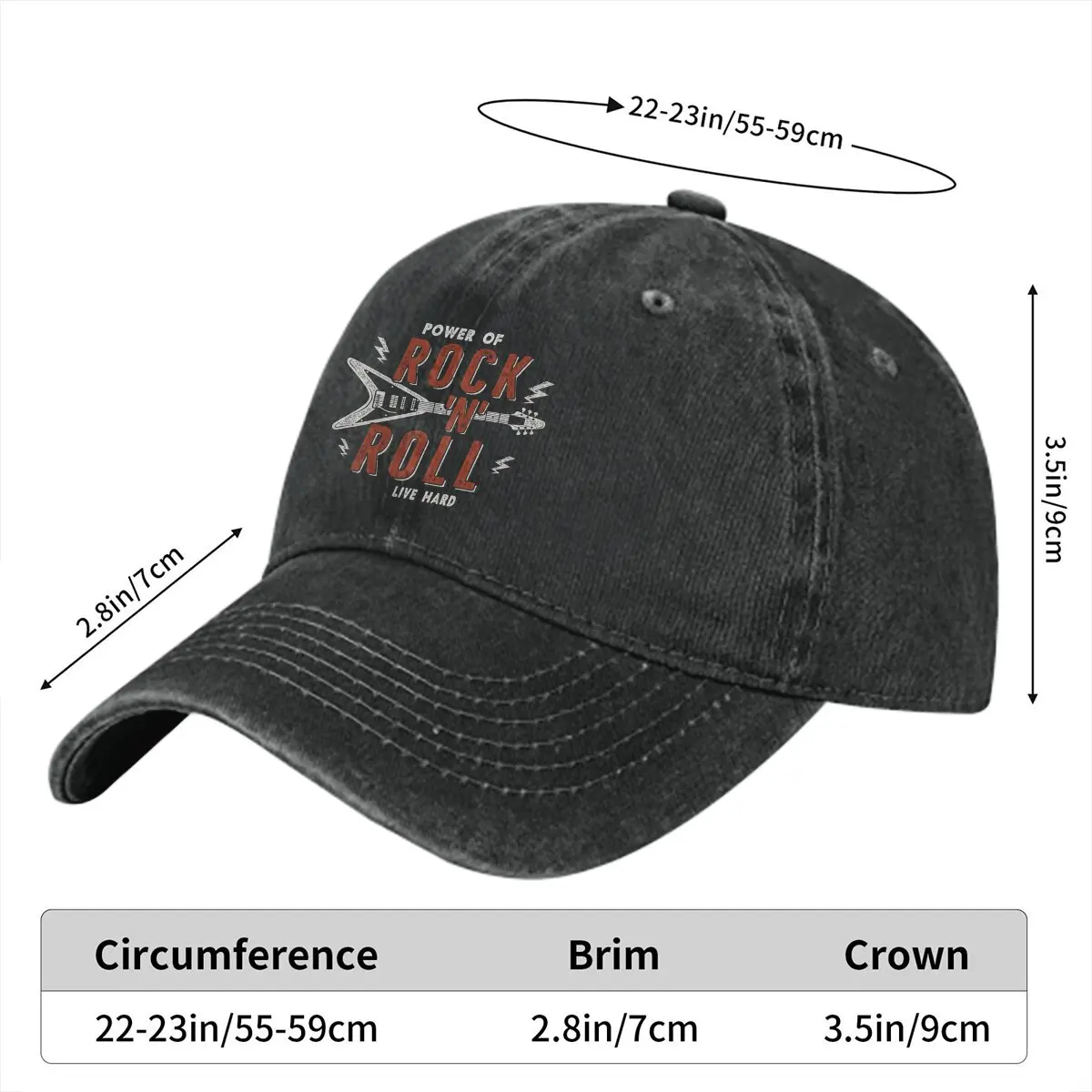 Poster Rock n Roll Vintage Baseball Cap Men Hats Women Visor Protection Snapback Rock N Roll Caps