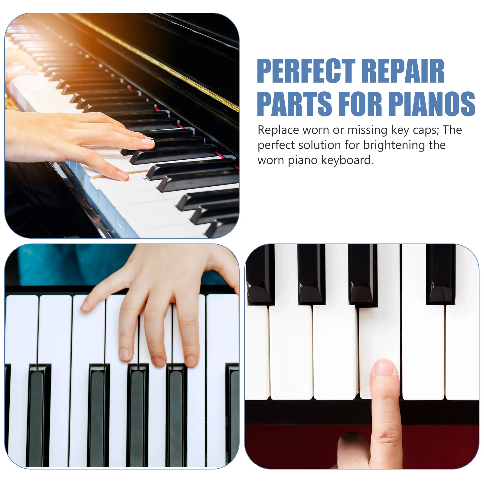 

2pcs Professional Keytops Durable Plastic Keys Repair Replacement Parts Repairing Tools Piano Accessories For Upright Vertical