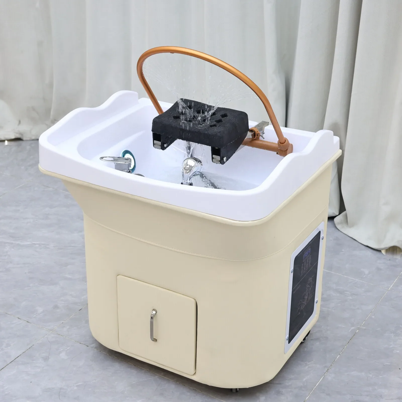 Heating Head SPA Water Circulation Shampoo Basin Barber Shop Hair Wash Salon Device with Fumigation Machine & Cover