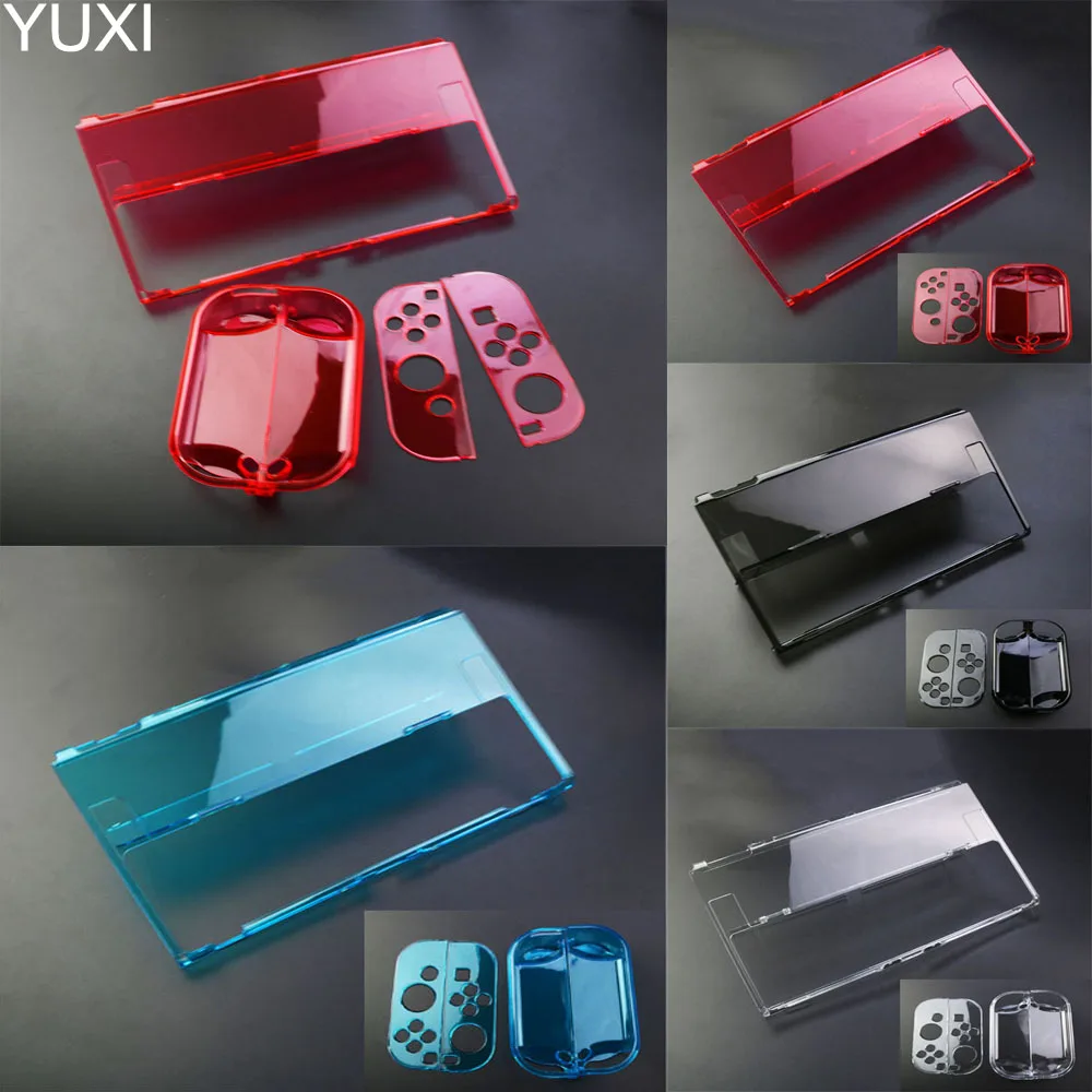 YUXI Transparent Clear PC Hard Case Protective Cover Crystal Shell For NS Switch Oled Console Controller Back Protector