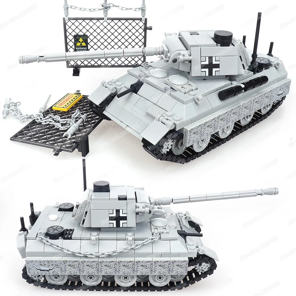 Military WW2 Panther Tank Building Block Assemble Army Figures Black Panther Main Battle Weapons Scenes Model Child Gift Boy Toy