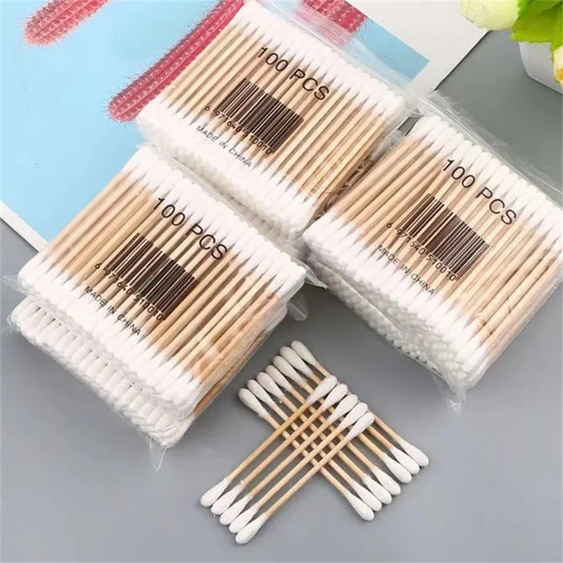 100/1000/2000pcs Cotton Swabs - Bamboo Sticks Cotton Swabs For Ears - Double Round Thick Cotton Buds Suitable For Makeup