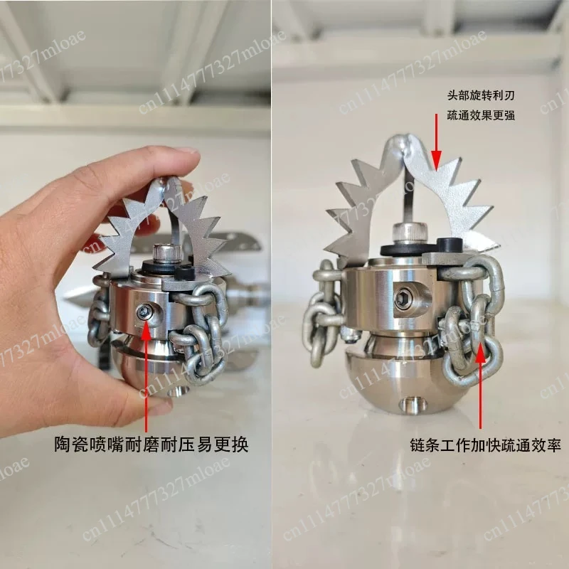 High pressure rotating nozzle Pipeline dredging machine nozzle Sewage sludge cleaning nozzle 3/8 1/2 M22 40L/min 70L/min