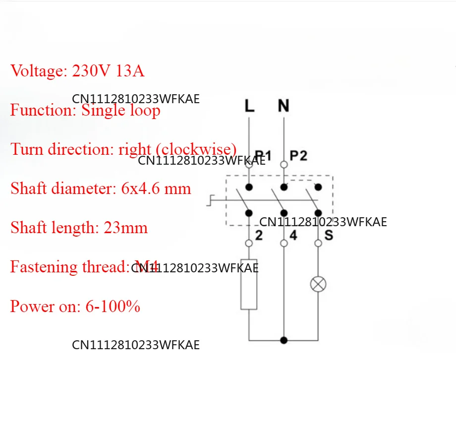 230V 13A Stove Control Switch, Single Energy Regulator, Electric Furnace, Stepless Switch, Replacement Parts