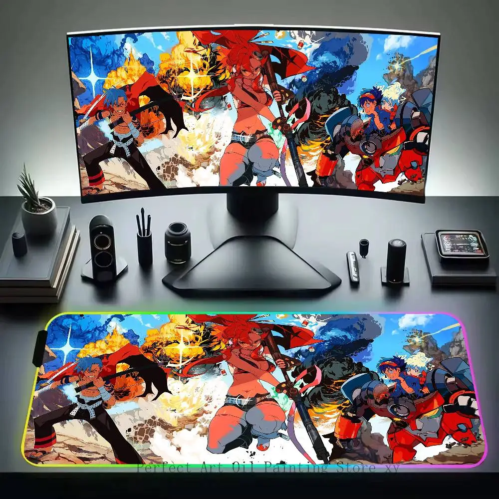 Anime ATengen Toppa Gurren-Lagann Mousepad Non-slip Suitable For Office Computers Laptops E-sports Game Desk Mats XXL Keyboard
