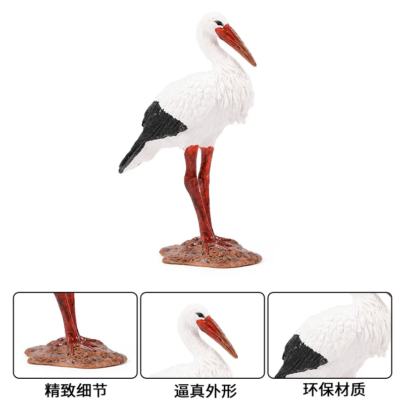 Simulation children\'s safari park birds world mini bird model toy crane stork flamingo ornaments