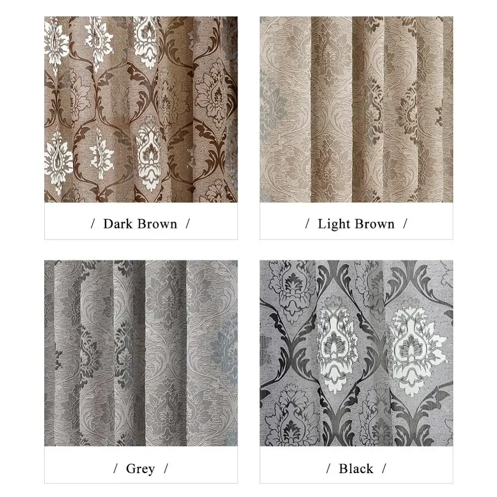 NAPEARL Window Panel Screening Floral Jacquard Semi-shading Curtains Brown for Bedroom Natural Ready Made Fabrics